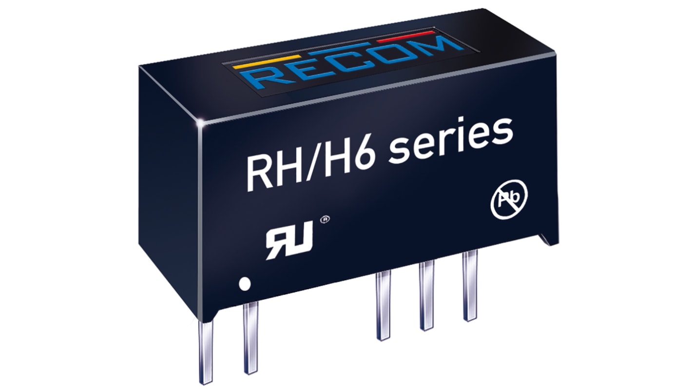 Recom RH DC-DC Converter, ±5V dc/ ±100mA Output, ±21.6 V dc, ±26.4 V dc Input, 1W, Through Hole, +90°C Max Temp -40°C