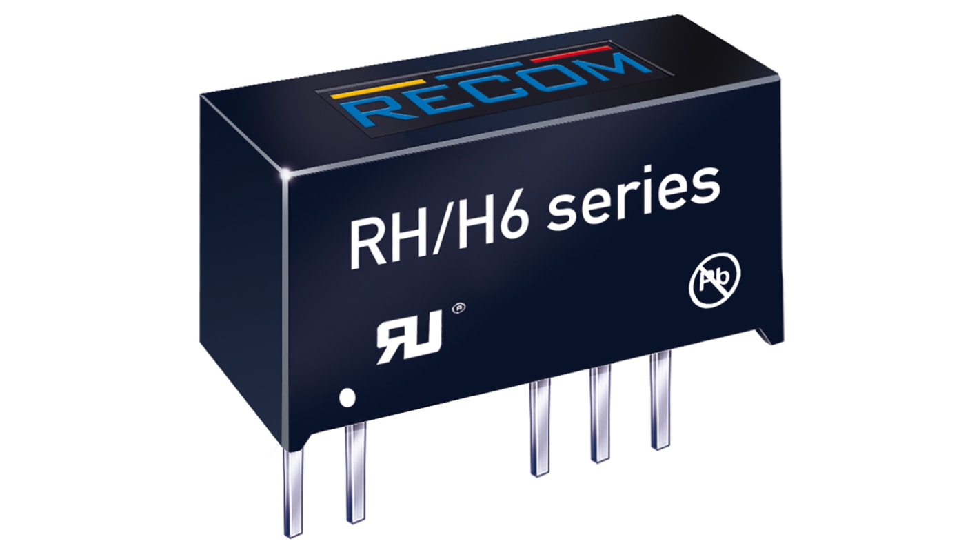 Recom RH Isolated DC-DC Converter, ±12V dc/ ±42mA Output, ±21.6 V dc, ±26.4 V dc Input, 1W, Through Hole, +90°C Max