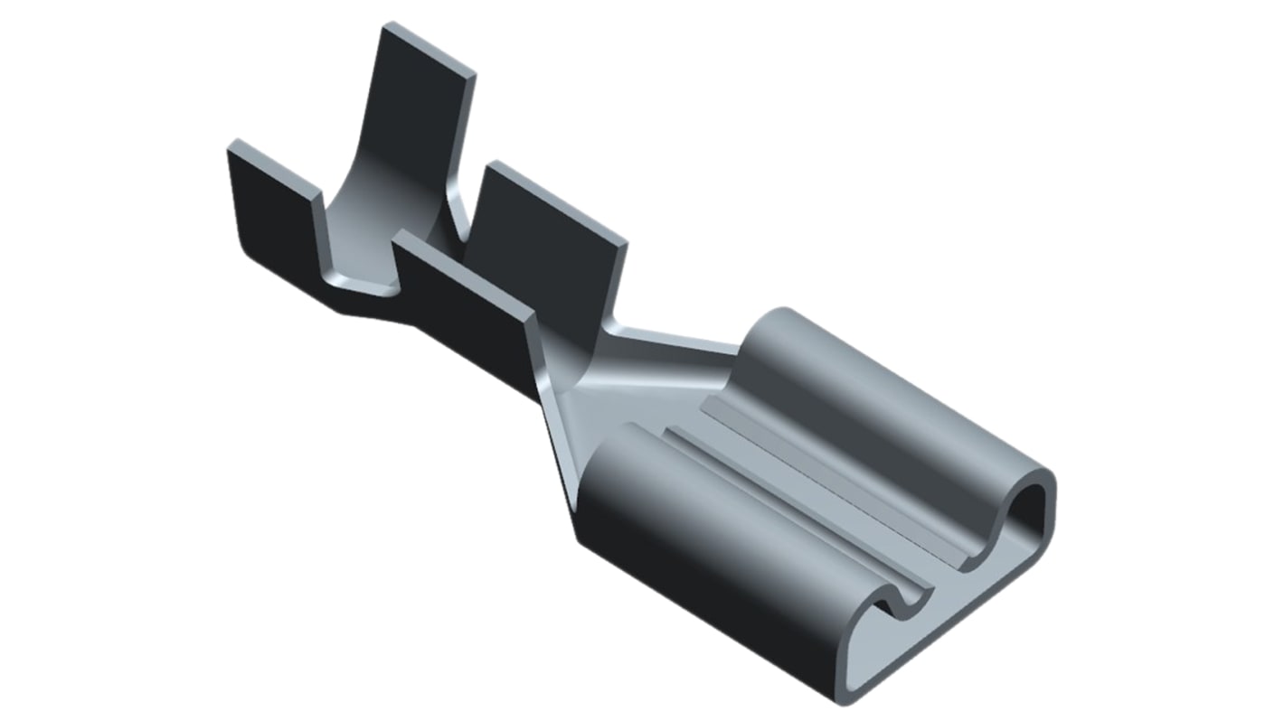 TE Connectivity FASTON .250 Grey Uninsulated Female Spade Connector, Receptacle, 6.35 x 0.81mm Tab Size, 0.8mm² to 2mm²