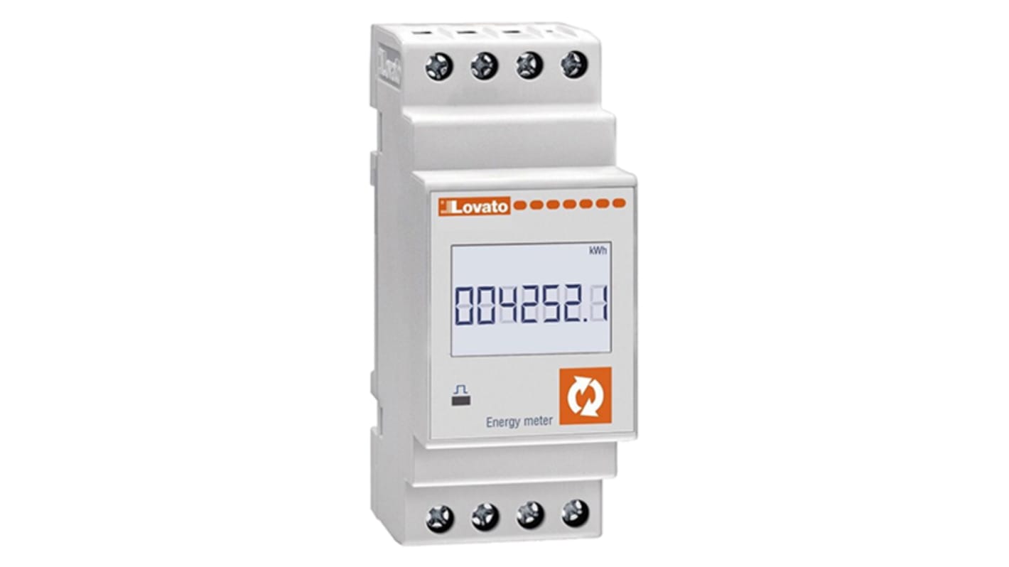 Medidor de energía Lovato serie DME, display LCD, con 7 dígitos, 1 fase