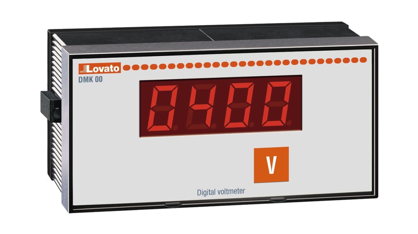 Lovato Digitalt voltmeter, Lysdiode, AC, 4 Cifre, Cifre alene, -20°C -> +60°C, DMK Serien