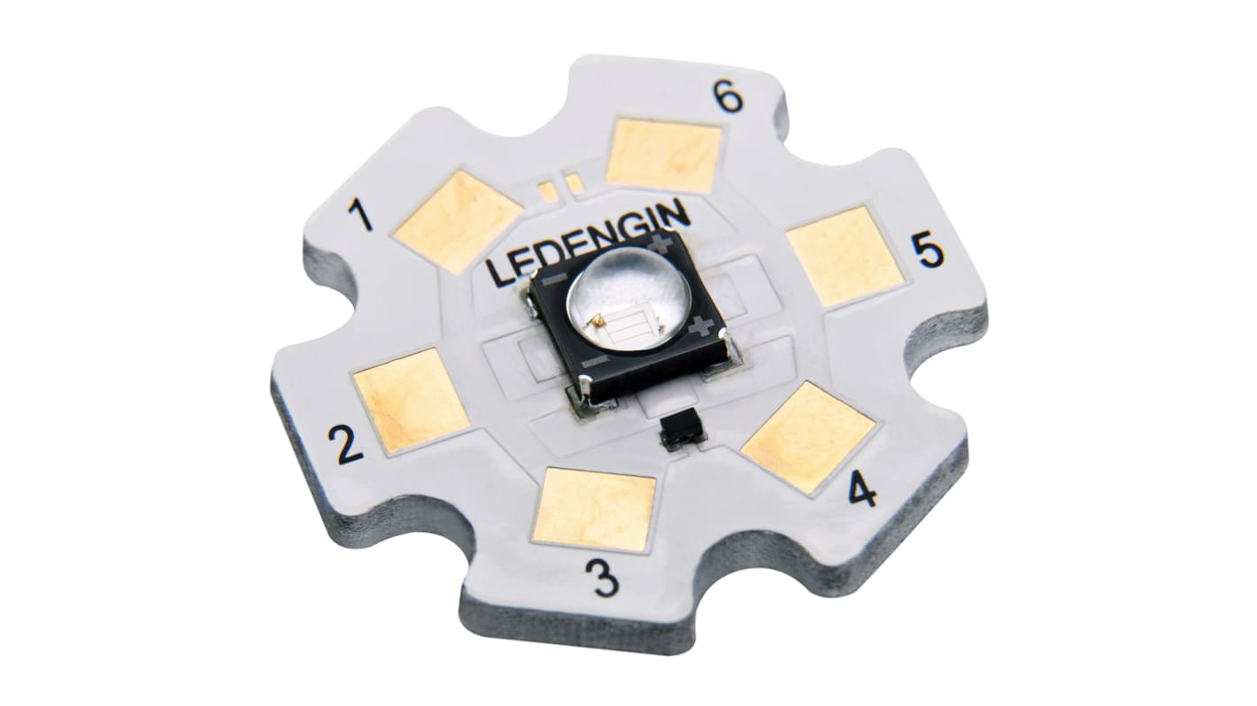 Módulo LED UV LedEngin Inc LZ, λ 395nm, 68 °, 900 → 1300mW, mont. superficial de 4 pines