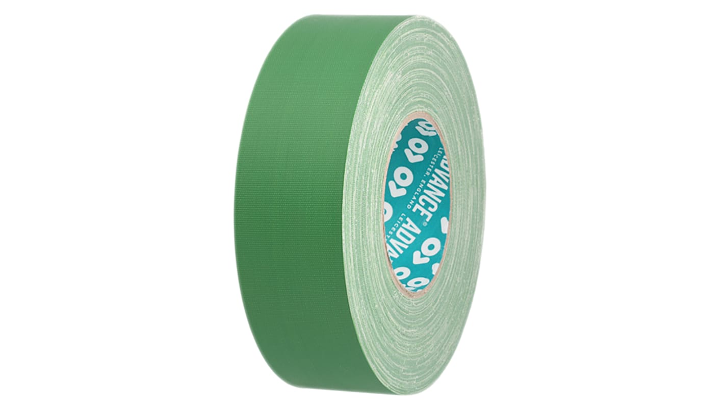 Cinta adhesiva de tela, Advance Tapes AT160 de color Verde, 12mm x 50m, grosor 0.33mm