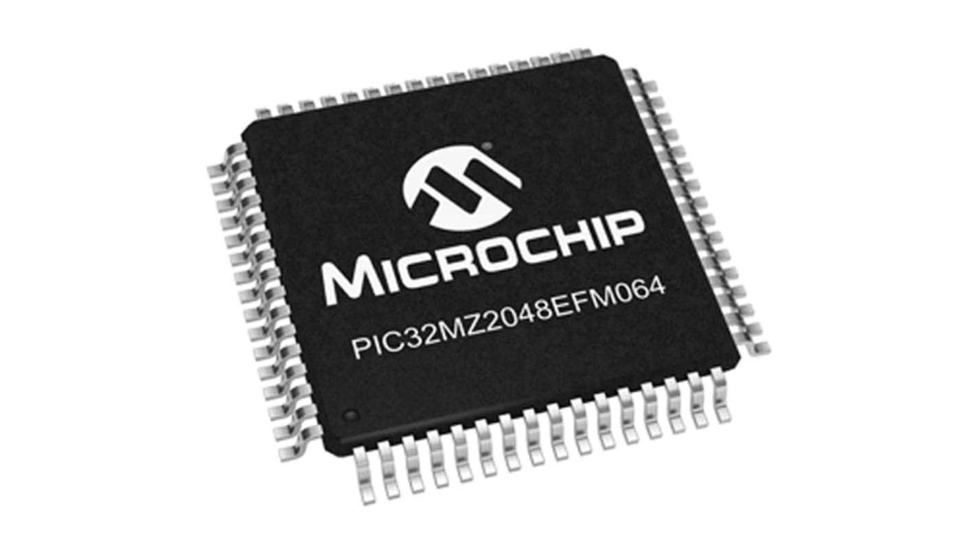 Microcontrolador Microchip PIC32MZ2048EFM064-I/PT, núcleo MIPS® MicroAptiv™ de 32bit, RAM 512 Kb, 200MHZ, TQFP de 64