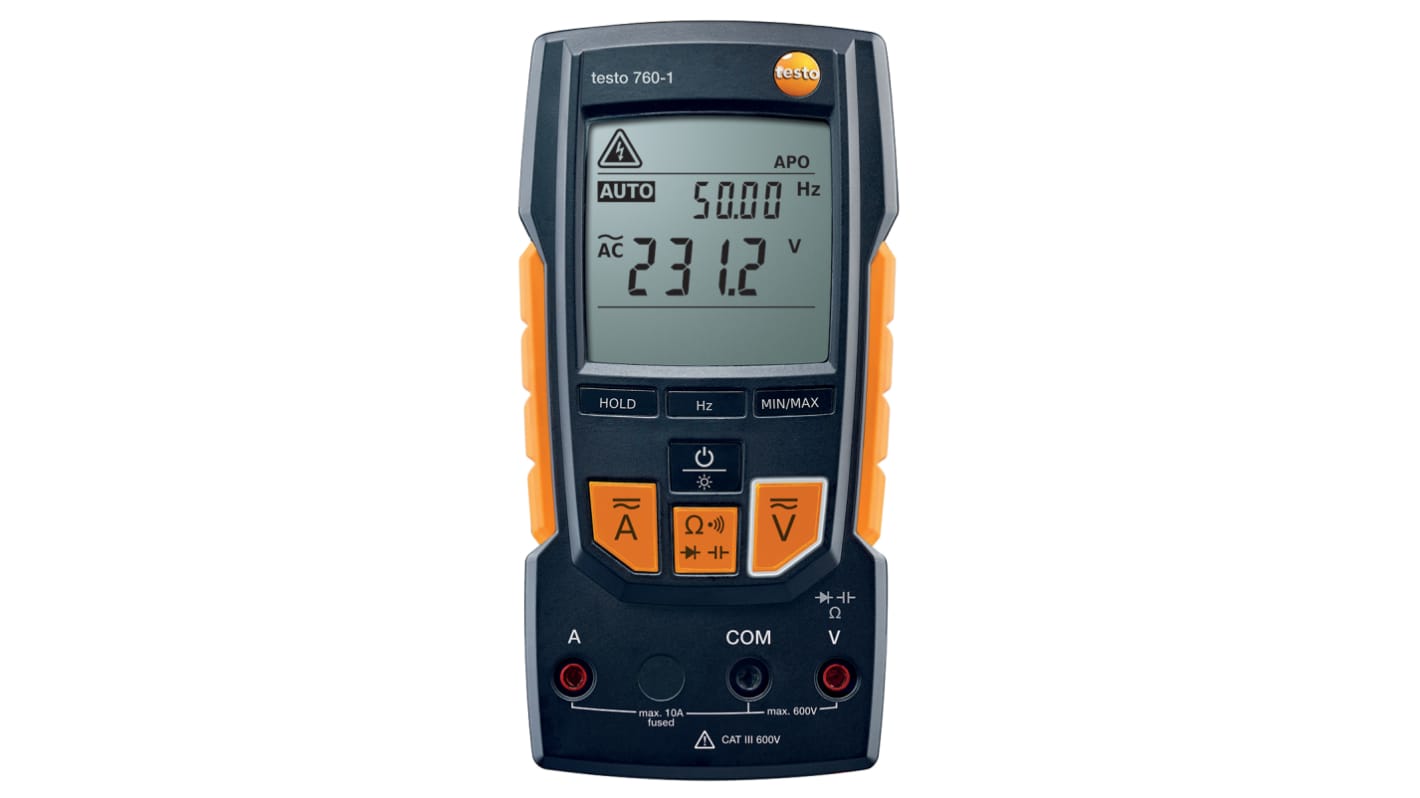 Testo 760-1 HandDigital Multimeter, CAT III, CAT IV 600V ac / 10A ac, 40MΩ