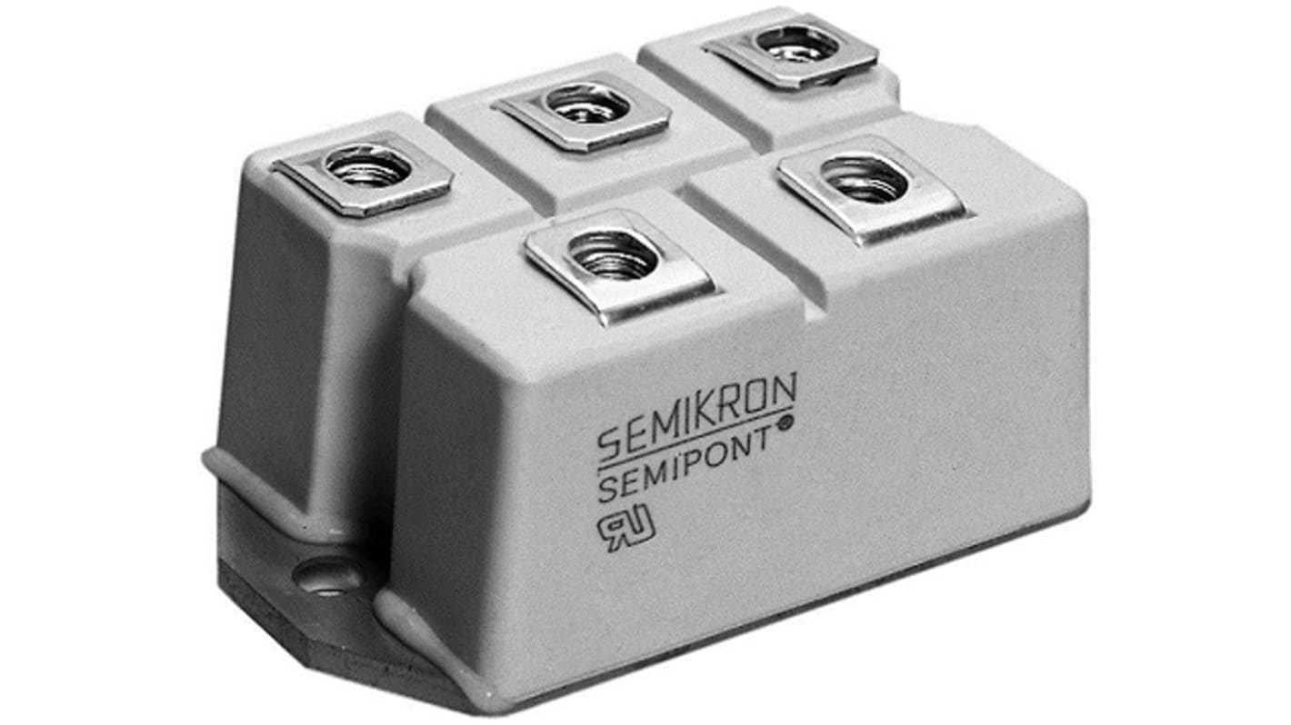 Semikron SKD 62/16 Hidas egyenirányító modul, 86A, 1600V Szilícium átmenet, 5-tüskés, G 36