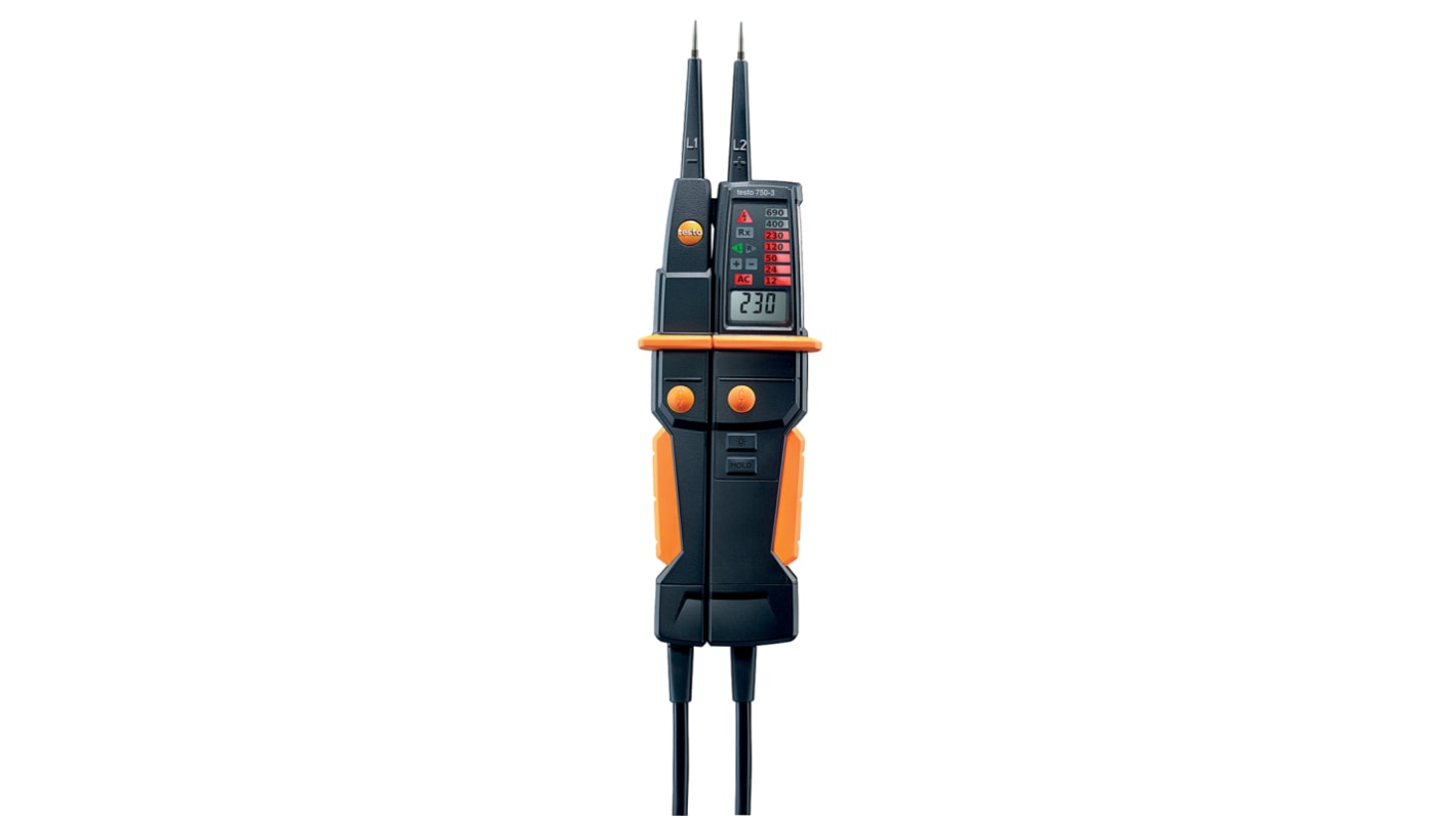 Testo 750-3, LCD, LED Voltage tester, 690V, Continuity Check, Battery Powered, CAT III 1000V With RS Calibration