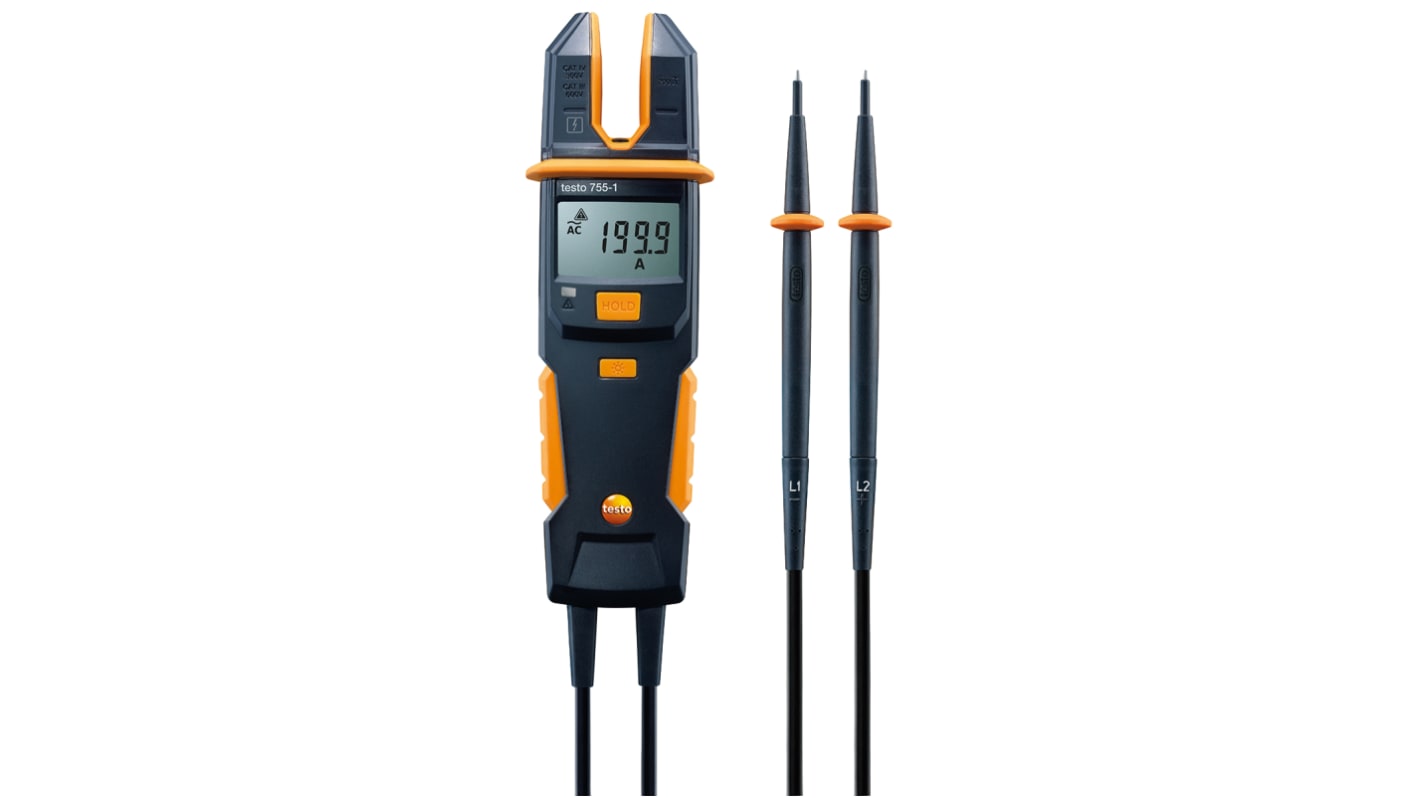 Testo 755-1, LCD Voltage tester, 600V, Continuity Check, Battery Powered, CAT III 1000V With RS Calibration