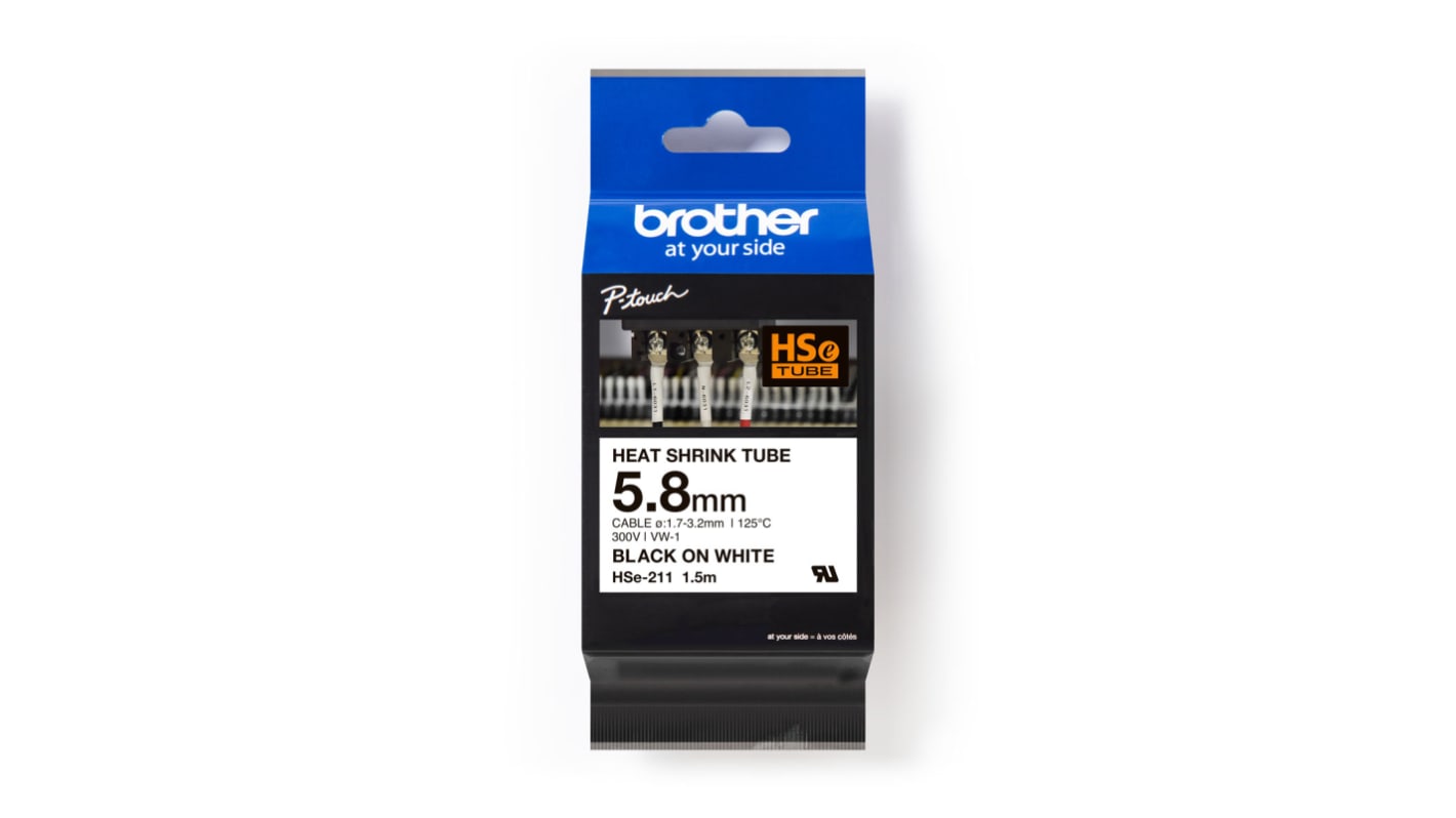 Ruban pour étiqueteuse Brother 1,5 m x 5,8 mm Noir sur Blanc