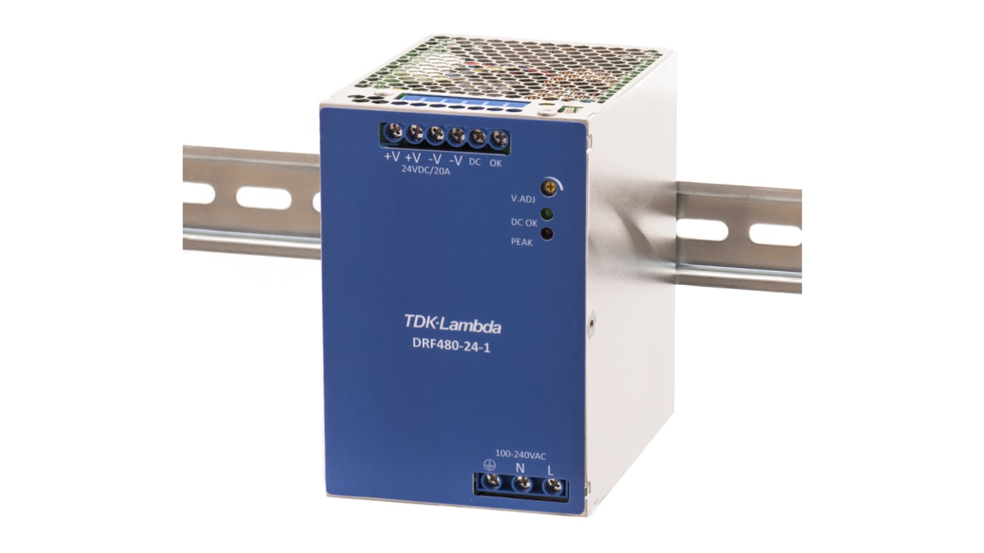 Fuente de alimentación de carril DIN TDK-Lambda DRF, 1 salida 24V dc 20A 480W