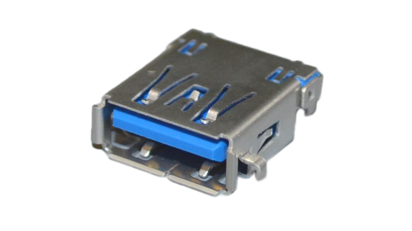 Conector USB JST UB3A-9R-D6C-112(HF), Hembra, , 1 puerto puertos, Recto, Montaje en PCB, Versión 3.0, 30,0 V., 250.0