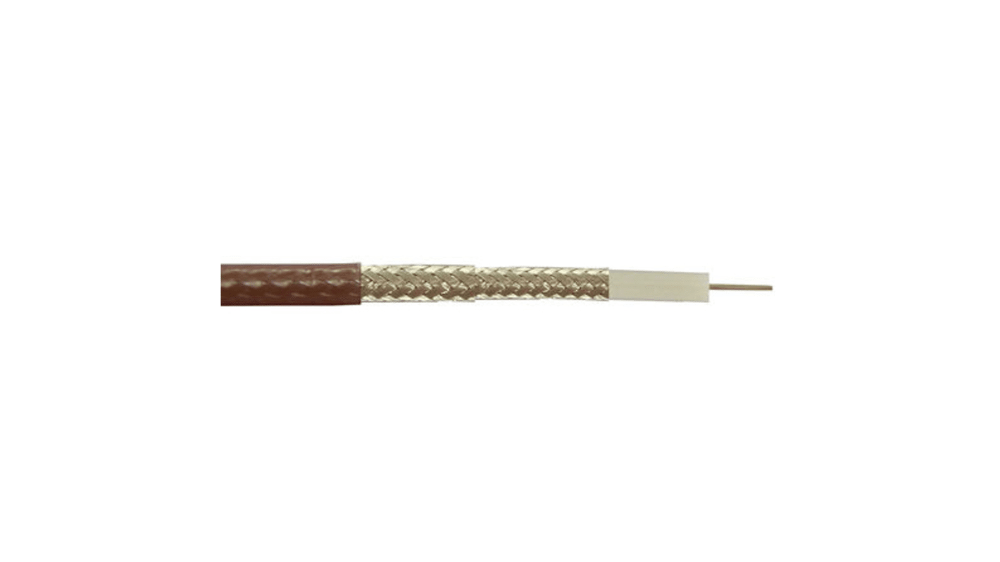 Cable coaxial RG142 RS PRO, 50 Ω, long. 100m, funda de Etileno Propileno Fluorado (FEP) Marrón