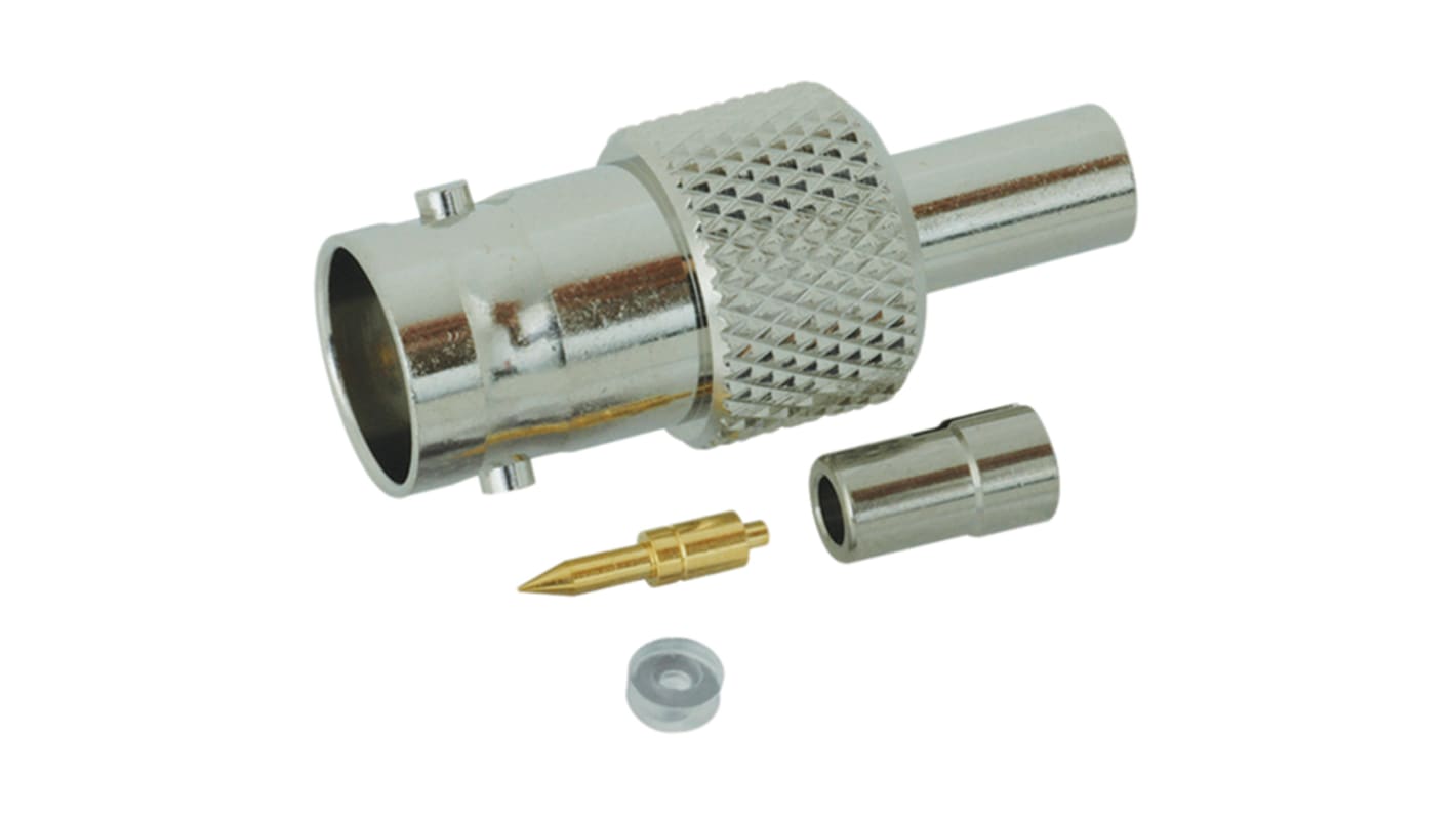 Yuetsu, jack Cable Mount BNC Connector, 50Ω, Crimp Termination, Straight Body