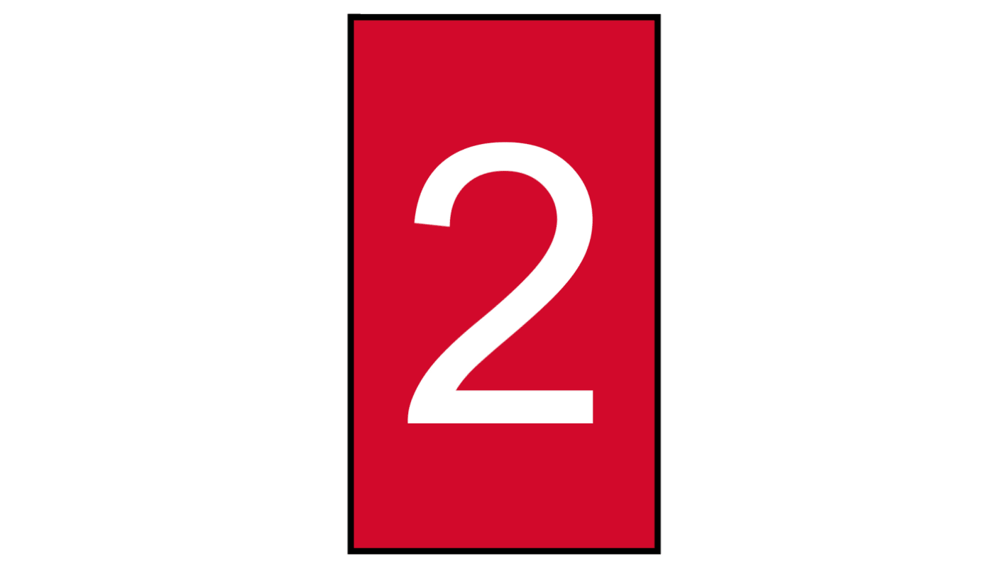 HellermannTyton Ovalgrip Slide On Cable Markers, White on Red, Pre-printed "2", 1.8 → 3.6mm Cable