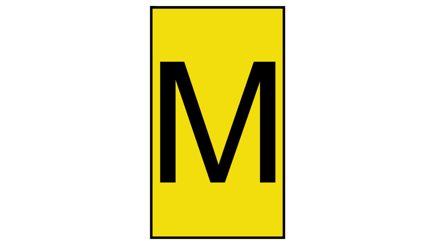 HellermannTyton Ovalgrip Slide On Cable Markers, Black on Yellow, Pre-printed "M", 1.7 → 3.6mm Cable