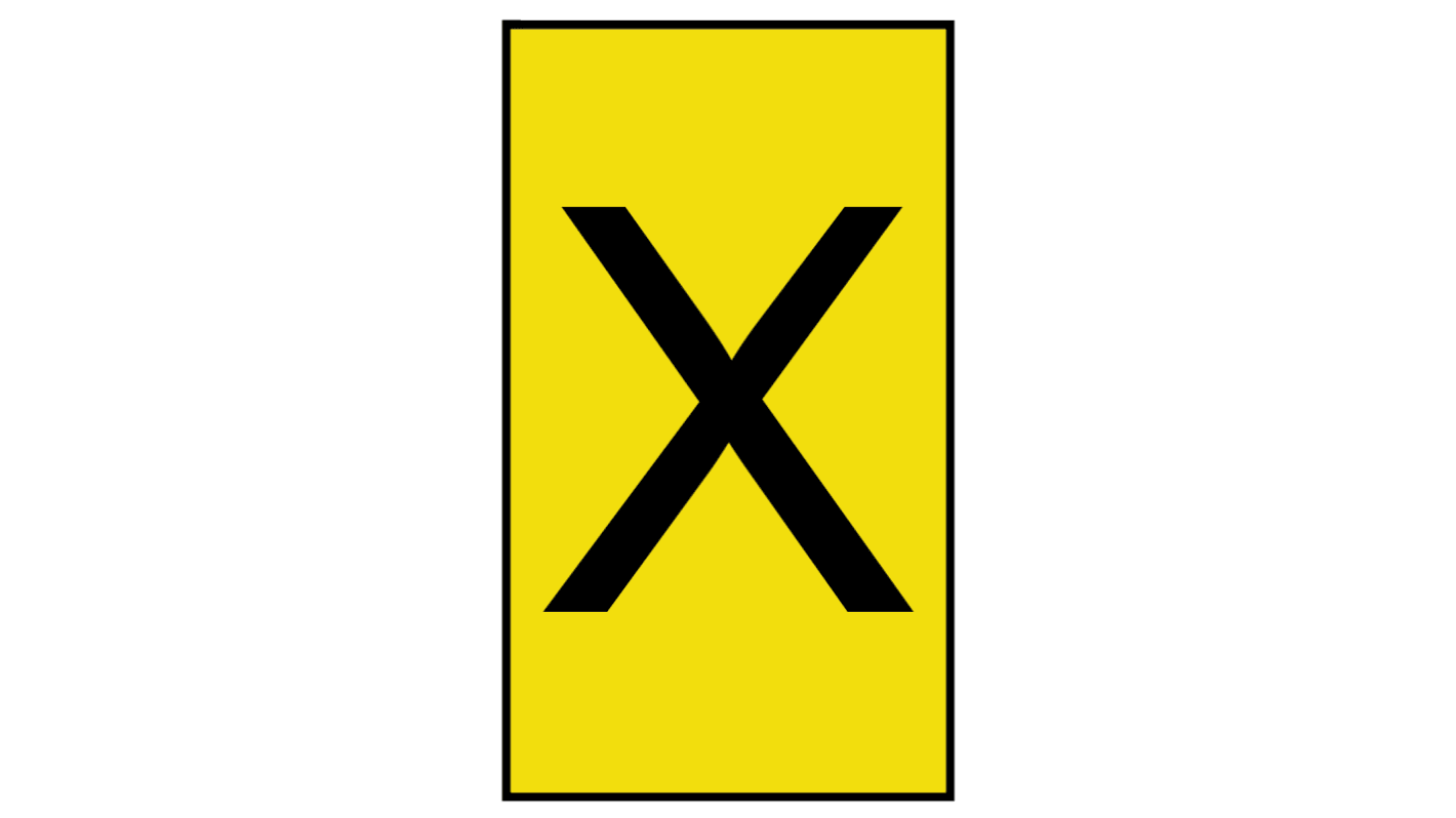 HellermannTyton Ovalgrip Slide On Cable Markers, Black on Yellow, Pre-printed "X", 1.7 → 3.6mm Cable