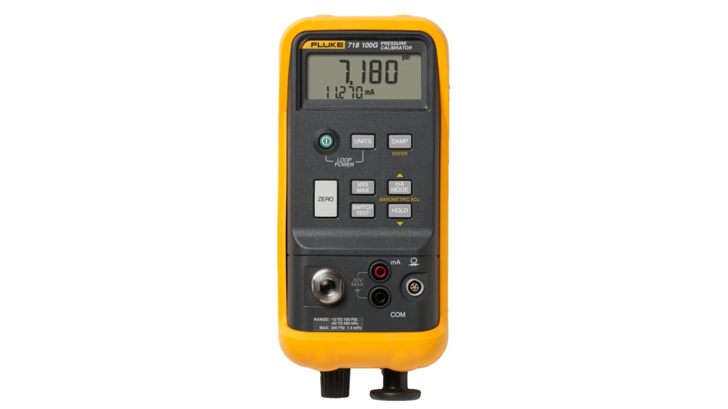 Calibrateur de pression Fluke 718, -850mbar à 6.895bar, Etalonné RS