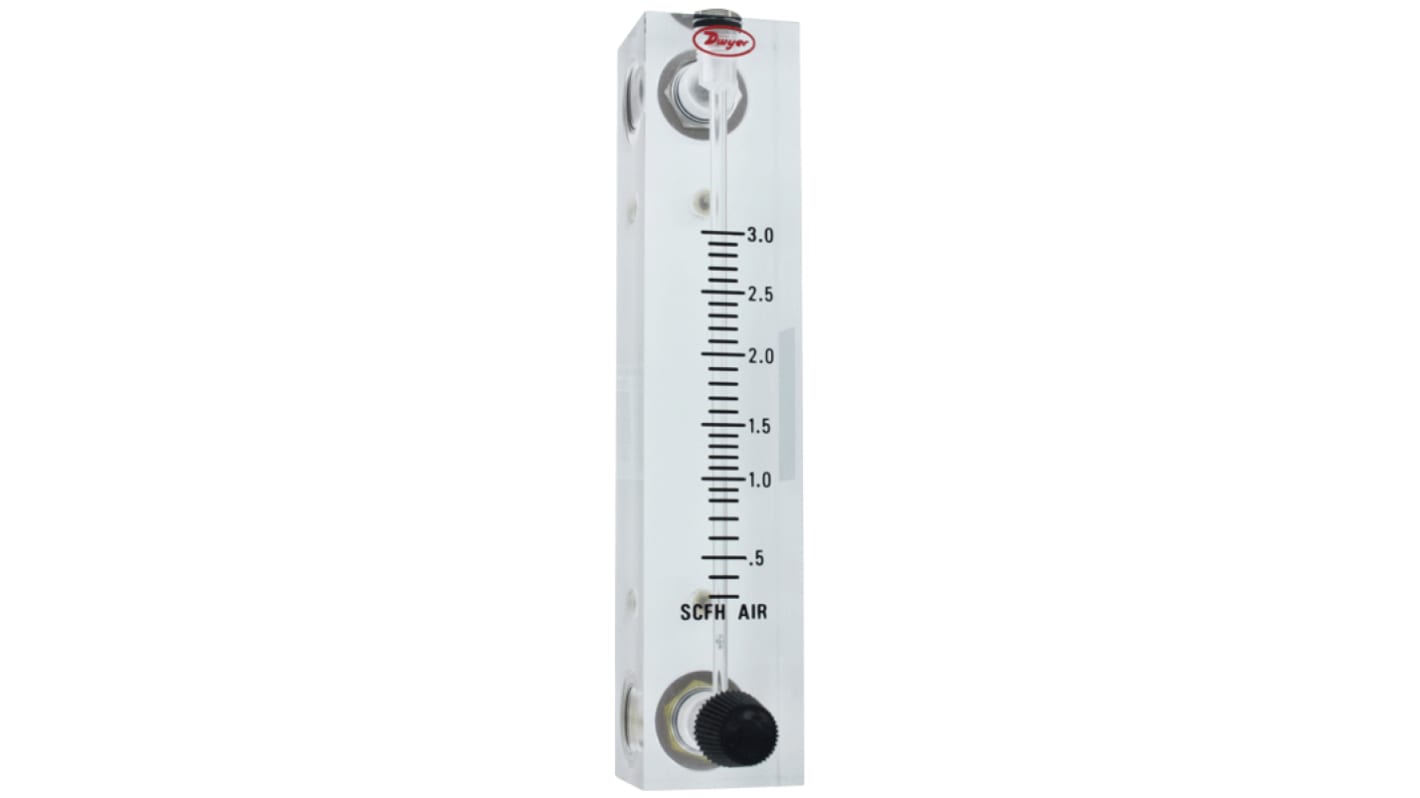 DWYER INSTRUMENTS VFB Series Variable Area Flow Meter for Air, 100 CC/min Min, 1000 CC/min Max