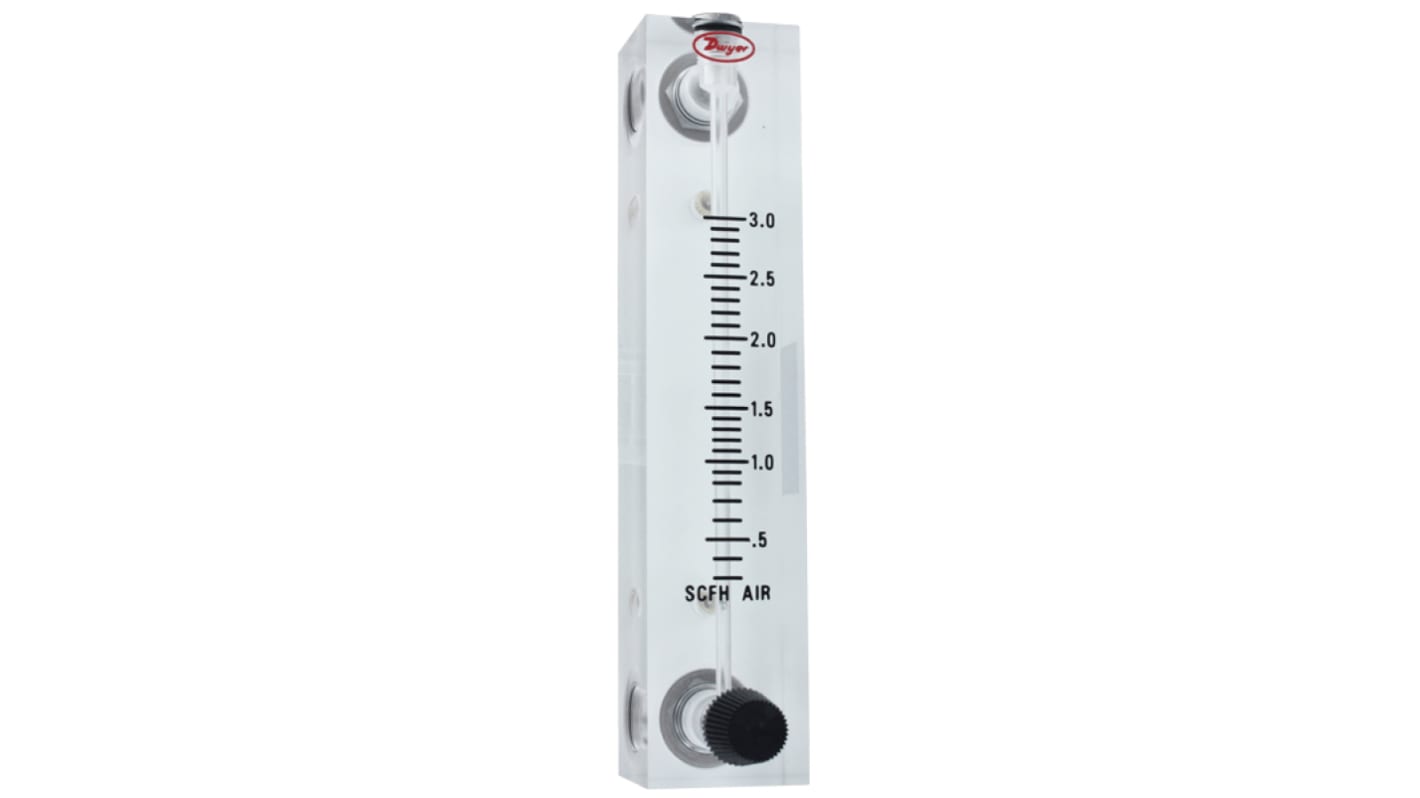 DWYER INSTRUMENTS VFB Series Variable Area Flow Meter for Liquid, 0.6 gal/min Min, 5 gal/min Max