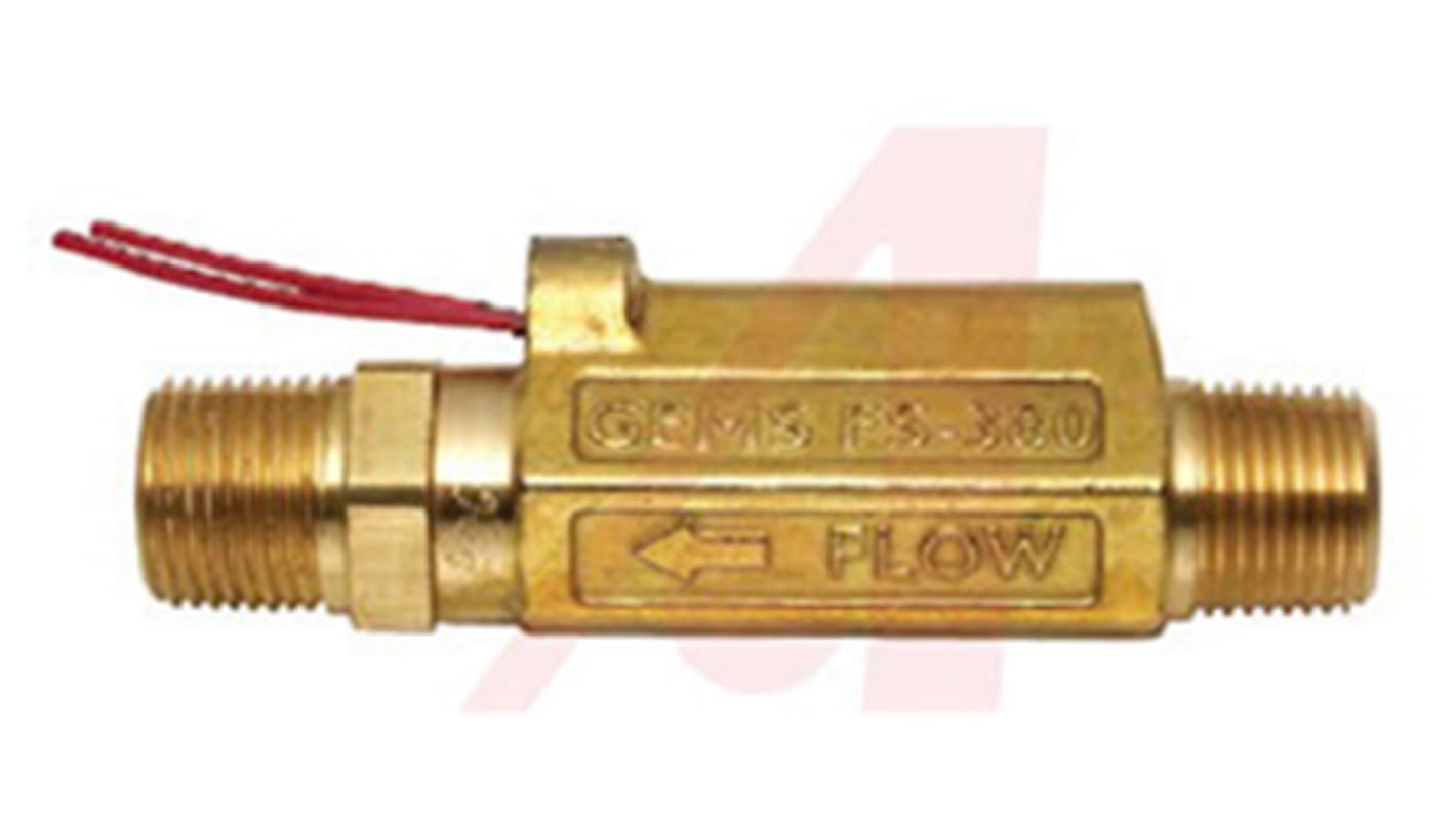 Interruptor de flujo Gems Sensors FS-380 para Líquido → 0,25 gal/min., 107bar, Ø tubería 3/8 pulg.