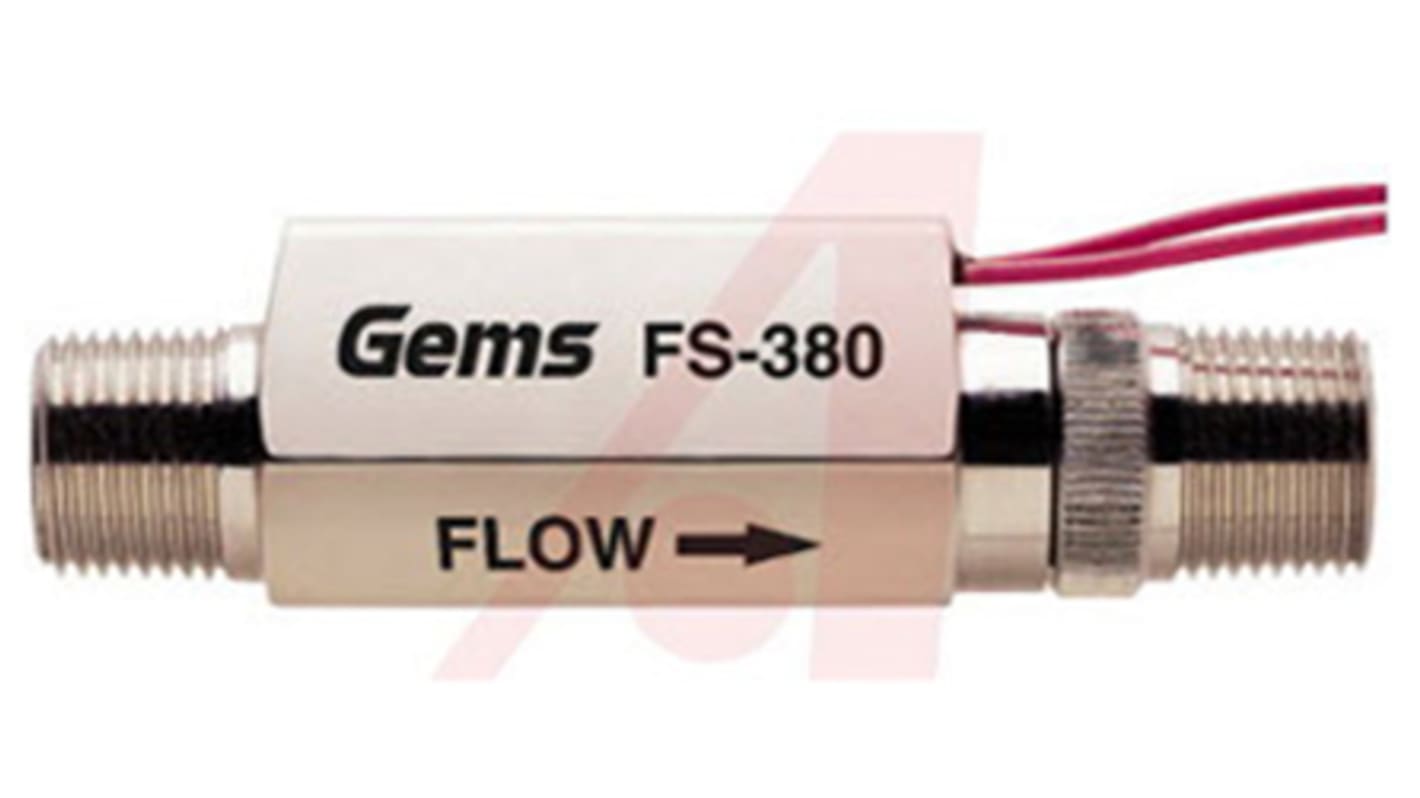 Gems Sensors FS-380 Series Piston Flow Switch for Liquid, 1.5 gal/min Max