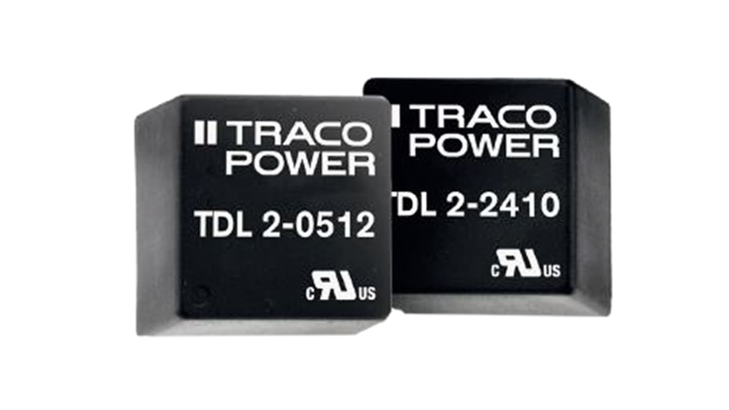 TRACOPOWER TDL 2 DC-DC Converter, 15V dc/ 134mA Output, 4.5 → 10 V dc Input, 2W, Through Hole, +80°C Max Temp