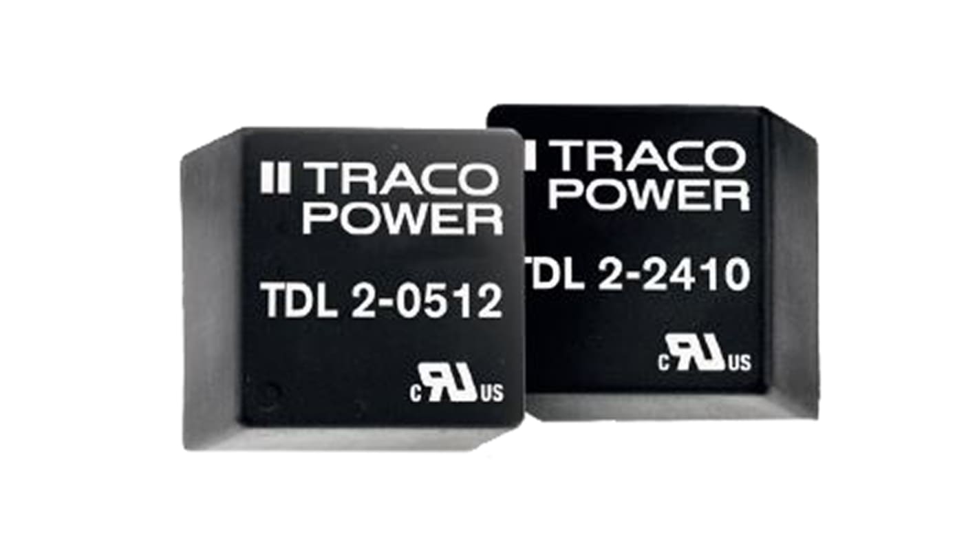 TRACOPOWER TDL 2 DC-DC Converter, 5V dc/ 400mA Output, 18 → 36 V dc Input, 2W, Through Hole, +80°C Max Temp