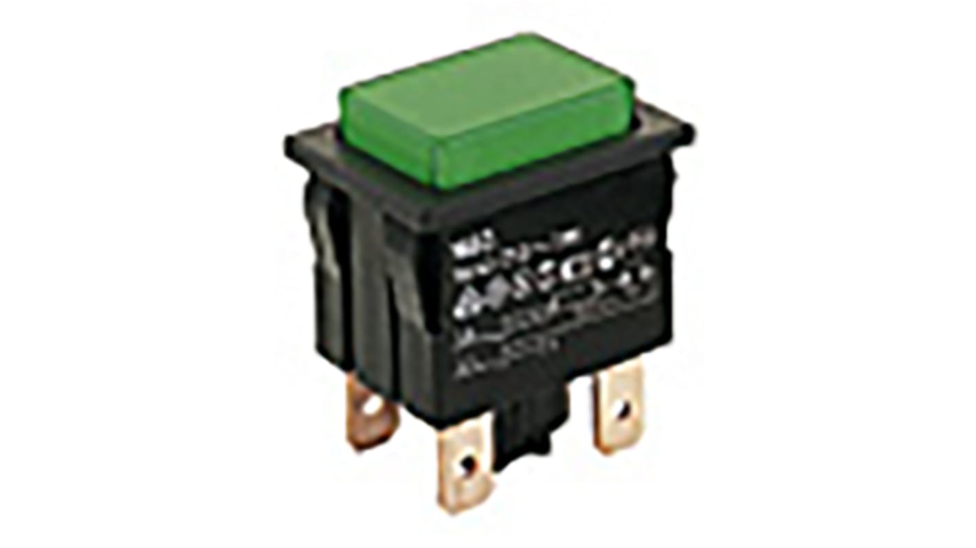 Marquardt Illuminated Push Button Switch, Latching, Panel Mount, DPDT, Green LED, 125V ac, IP40