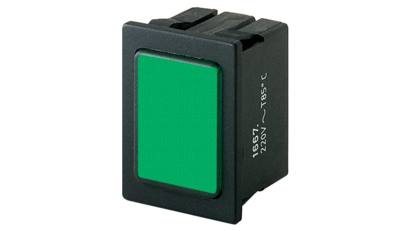 Bouton-poussoir lumineux, LED Vert, 16 A, Montage panneau