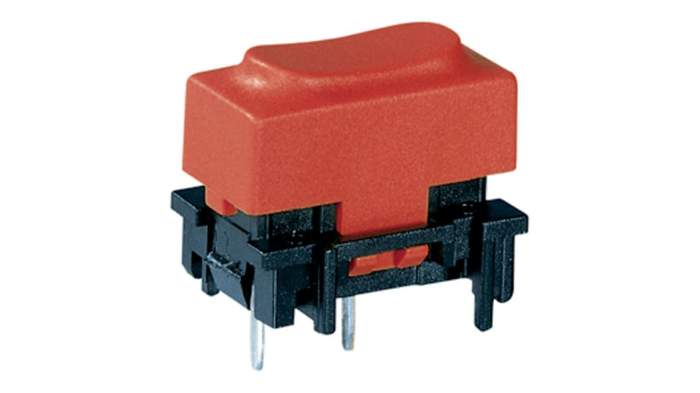 Red Key Cap Tactile Switch, SPST 100 mA Through Hole