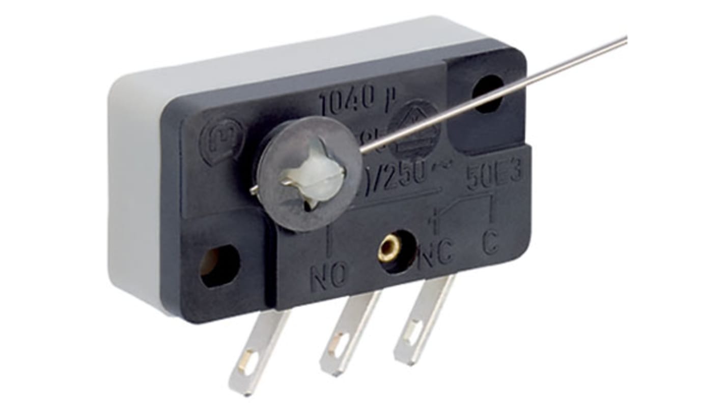 Marquardt Spring Lever Microswitch, Quick Connect Terminal, 4 A, SP-CO, IP00 (Terminal), IP40 (Actuator)