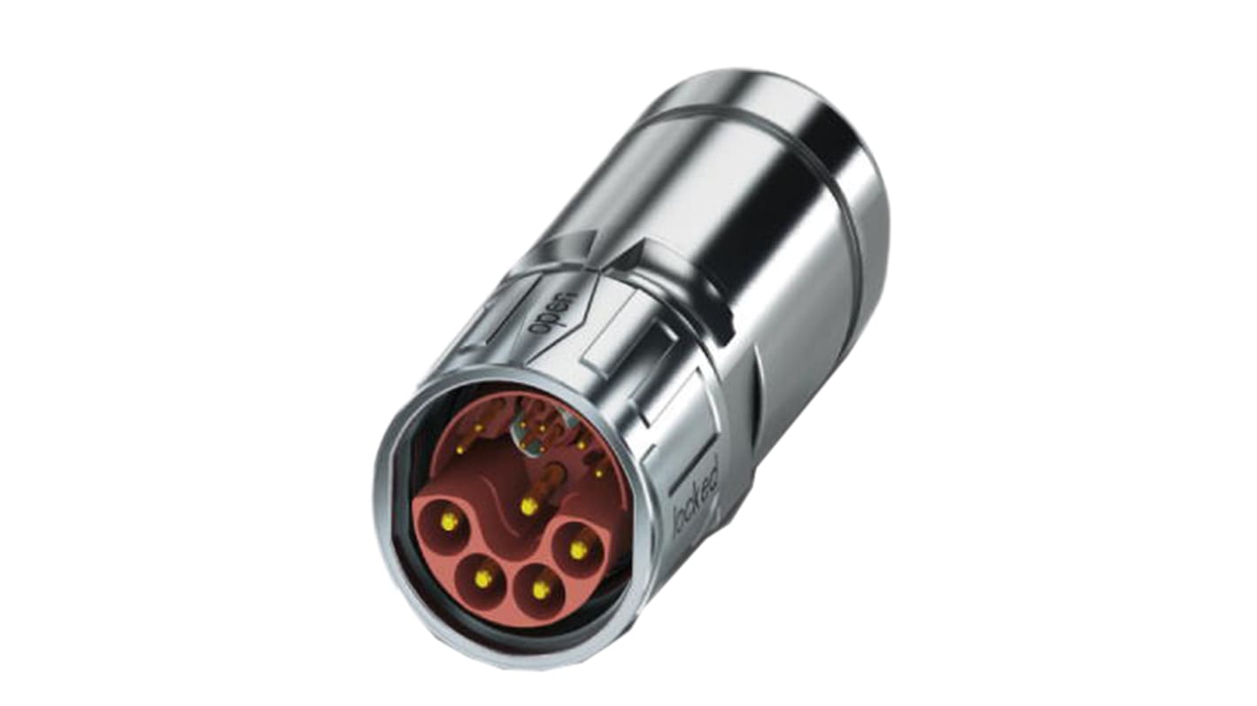 Conector circular Phoenix Contact hembra serie SH de 8 + 4 + E vías macho, tamaño carcasa 28.2, montaje aéreo, IP67