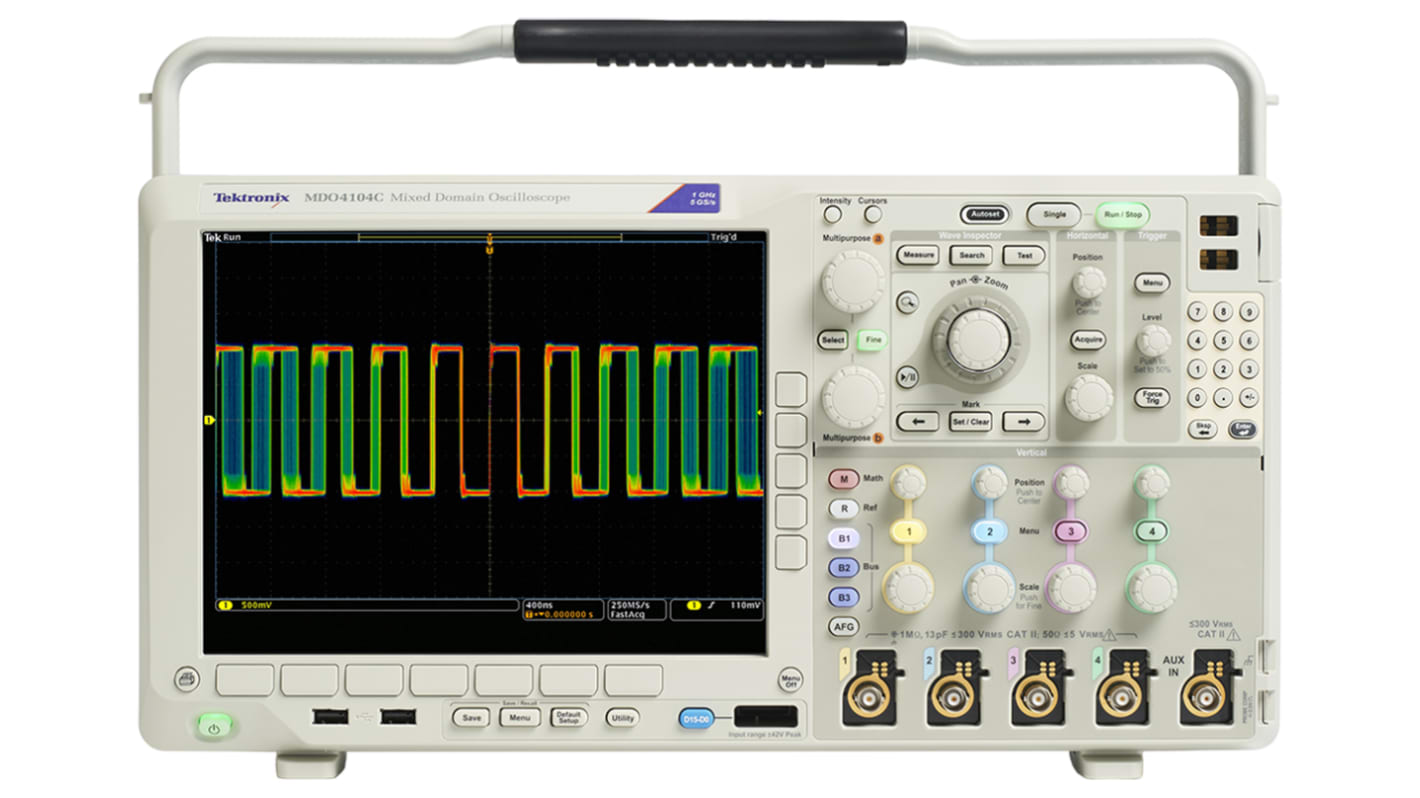 Tektronix MDO4104 Digital Portable Oscilloscope, 4 Analogue Channels, 1GHz, 16 Digital Channels