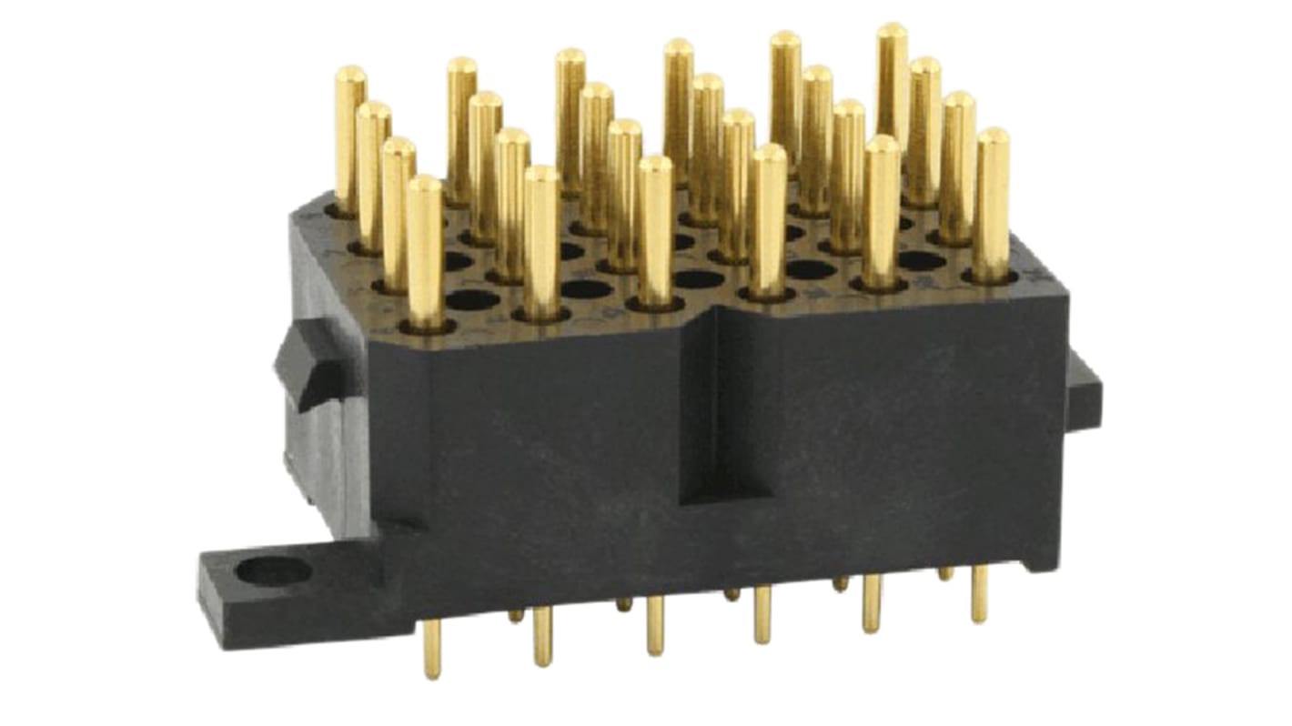 Conector macho para PCB Souriau serie SMS de 24 vías, 6 filas, paso 5.08mm, para soldar, Montaje en orificio pasante