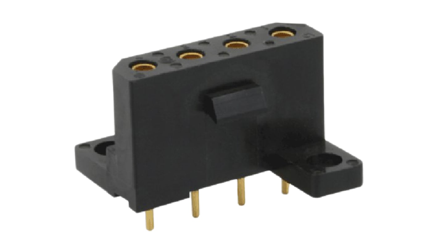 Souriau Sunbank by Eaton SMS Series Straight PCB Mount PCB Socket, 4-Contact, 1-Row, 5.08mm Pitch, Solder Termination