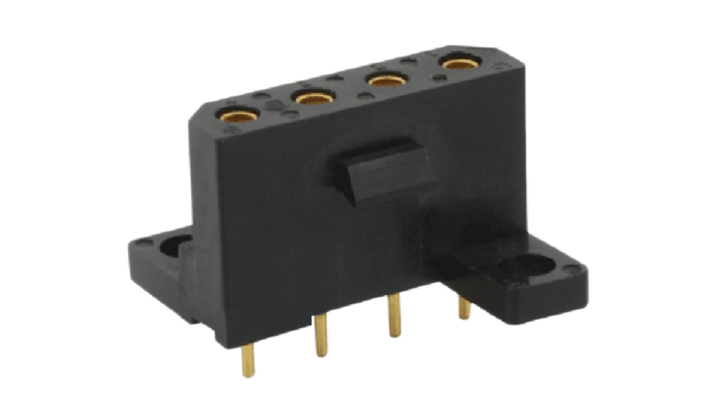 Souriau SMS Series Straight PCB Mount PCB Socket, 4-Contact, 1-Row, 5.08mm Pitch, Solder Termination