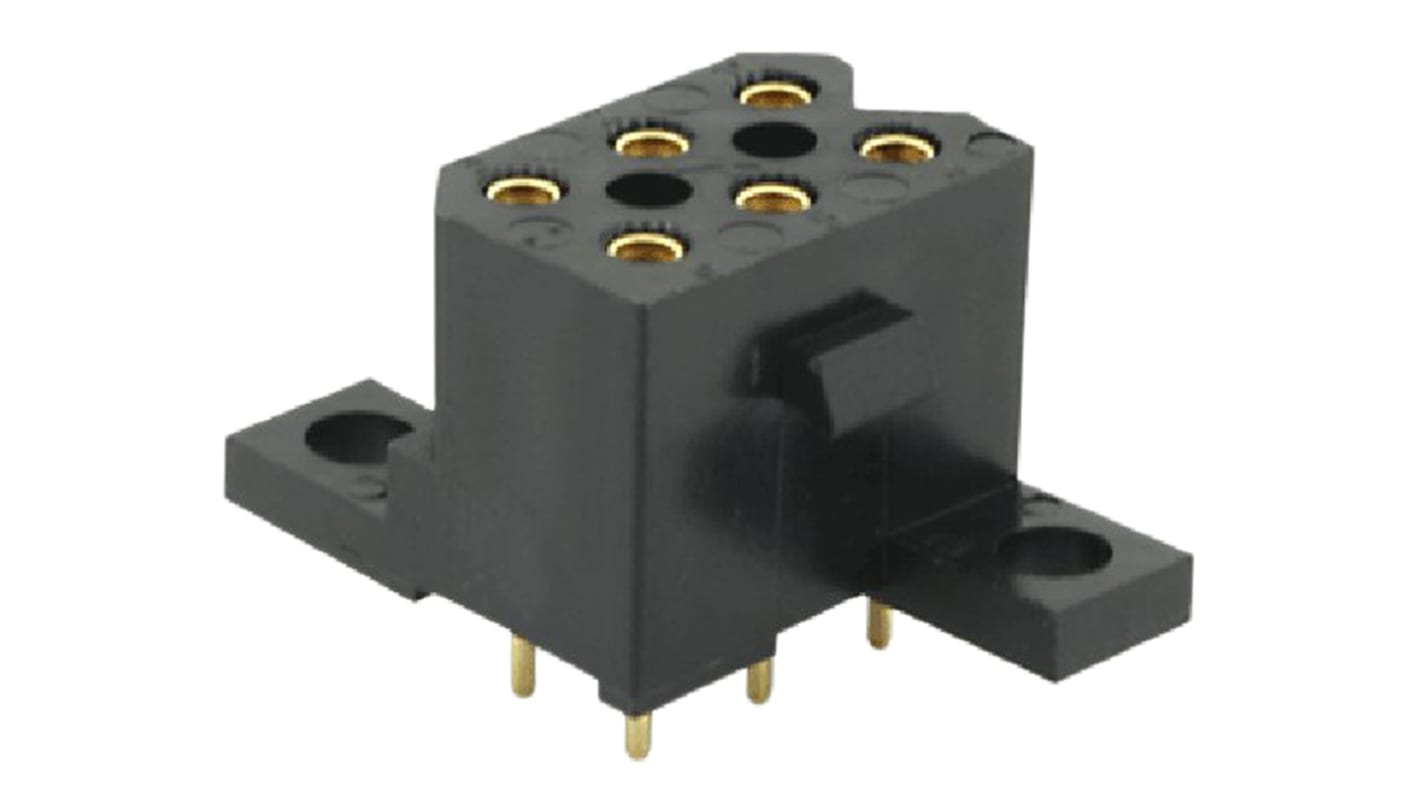 Souriau SMS Series Straight PCB Mount PCB Socket, 6-Contact, 2-Row, 5.08mm Pitch, Solder Termination