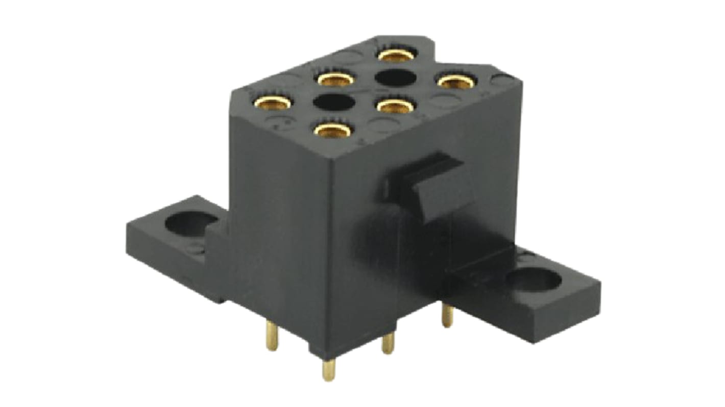 Conector hembra para PCB Souriau serie SMS, de 6 vías en 2 filas, paso 5.08mm, 250 V, 12A, Montaje en PCB, para soldar