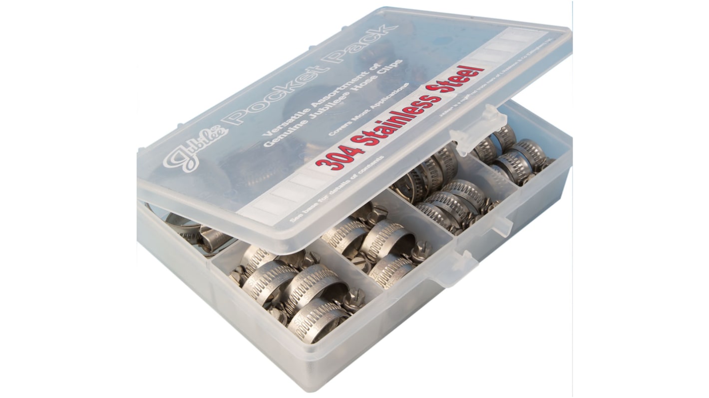 PPSS Jubilee 32 Piece Stainless Steel Worm Drive Hose Clip Kit, 9.5 →