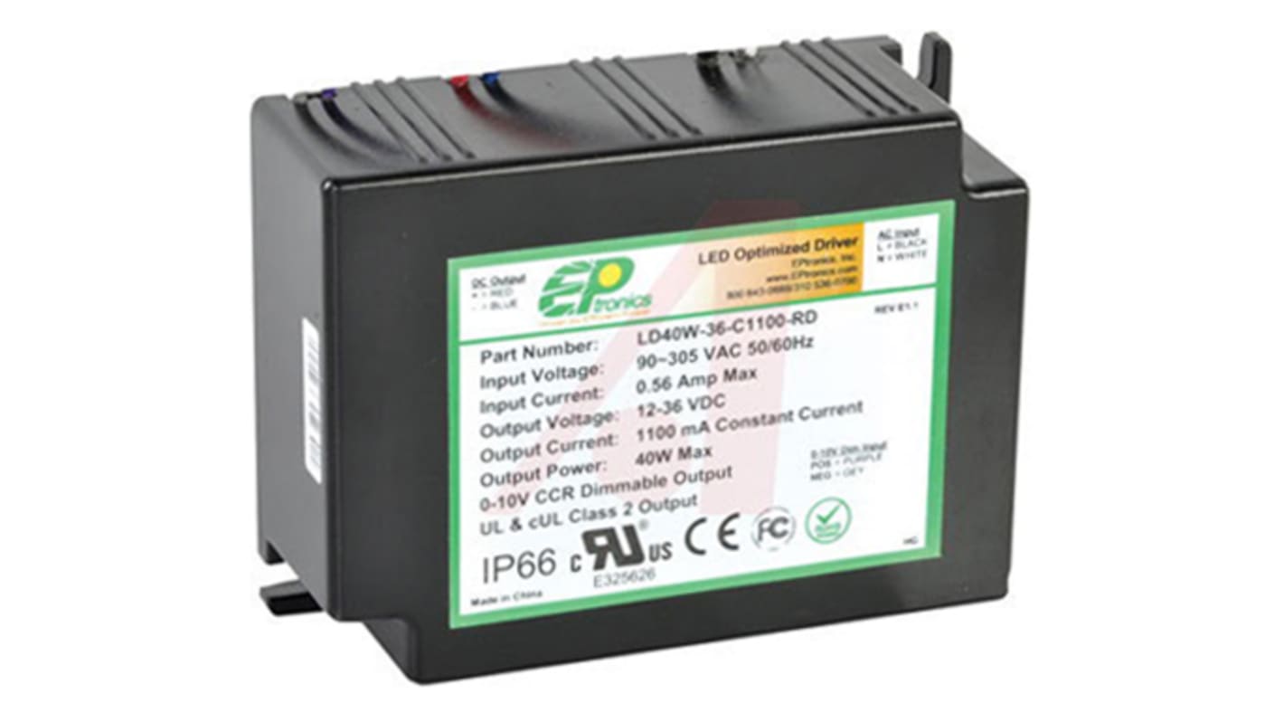 EPtronics INC. LED Driver, 114V Output, 40W Output, 350mA Output, Constant Current Dimmable