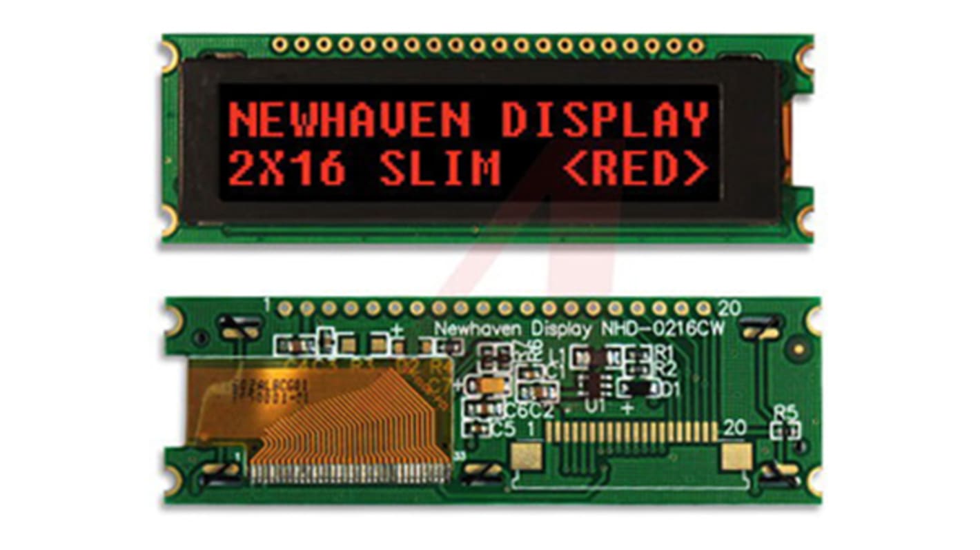 Display LCD color NEWHAVEN DISPLAY INTERNATIONAL, alim. 2,4 → 5,5 V, interfaz Paralelo de 4/8 bits, I2C, SPI