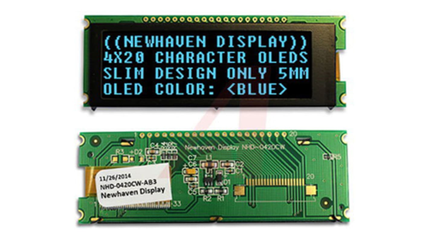 Newhaven Farb-LCD 4/8-Bit parallel, I2C, SPI, 23 x 72mm 2,4 → 5,5 V LED dc