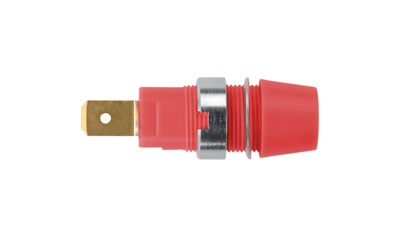 Schutzinger Red Female Banana Socket, 4 mm Connector, Tab Termination, 32A, 1000V, Gold Plating