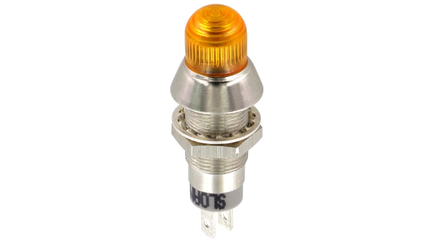 Sloan Yellow Panel Mount Indicator, 5 → 28V dc, 8.2mm Mounting Hole Size, FASTON Termination, IP68