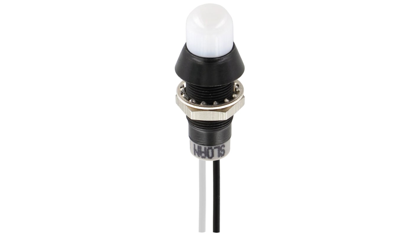 Panelre szerelhető állapotjelző, , kiemelkedő, Fehér LED, 5 → 28V dc 8.2mm IP68