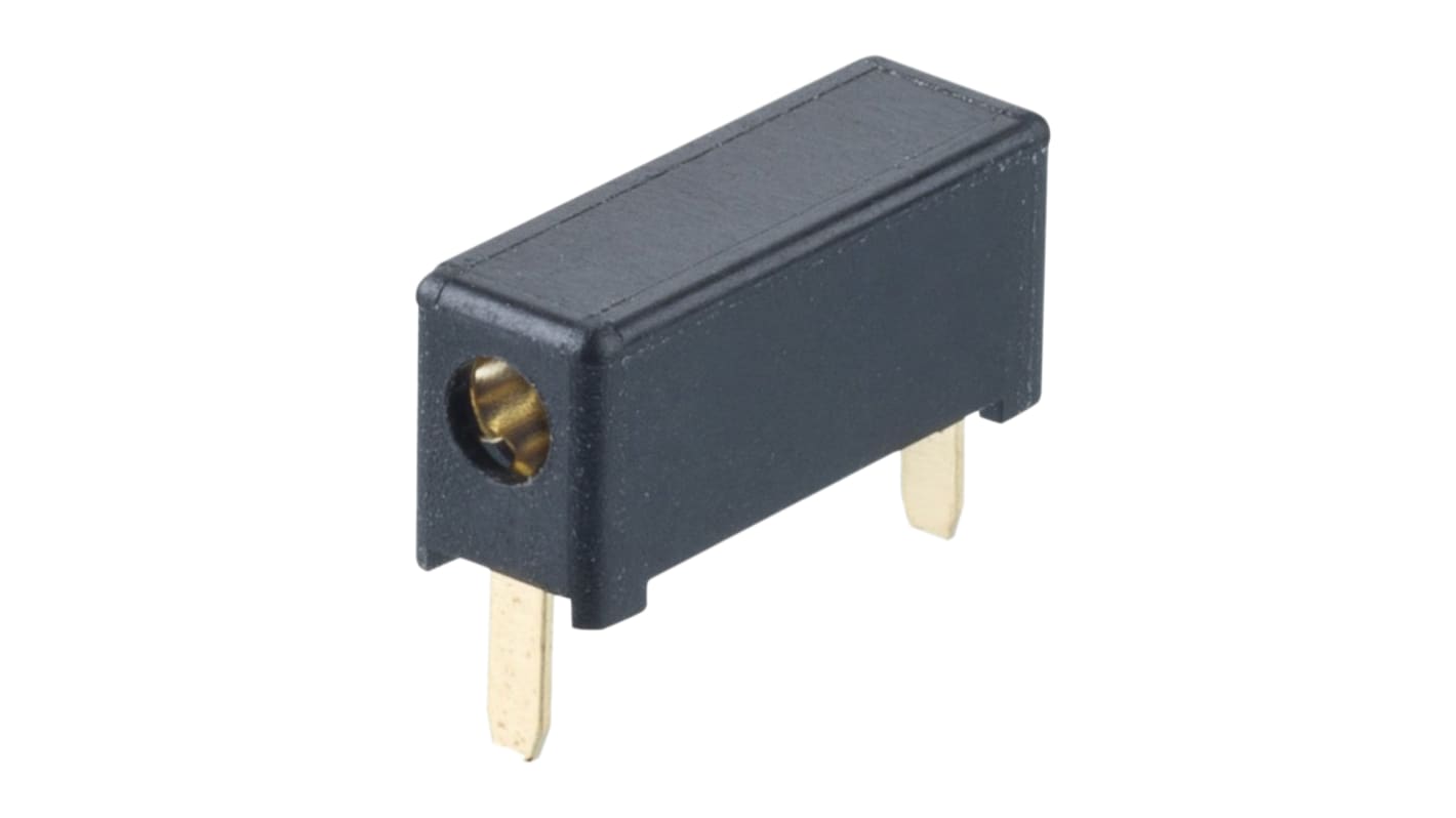 HARWIN Black Female Test Socket, 2mm Connector, Plug In, Solder Termination, 5A, 1500V ac/dc, Gold Plating