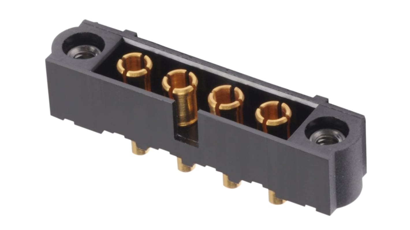 HARWIN Datamate Mix-Tek Series Straight Through Hole PCB Header, 4 Contact(s), 4.0mm Pitch, 1 Row(s), Shrouded