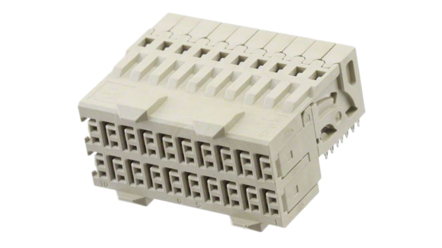 TE Connectivity 2.5mm Pitch Hard Metric 2 Pair Backplane Connector, Female, Right Angle, 10 Column, 4 Row, 60 Way