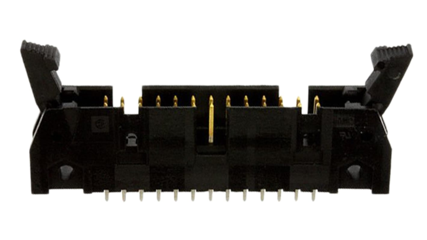 TE Connectivity AMP-LATCH Series Straight Through Hole PCB Header, 26 Contact(s), 2.54mm Pitch, 2 Row(s), Shrouded