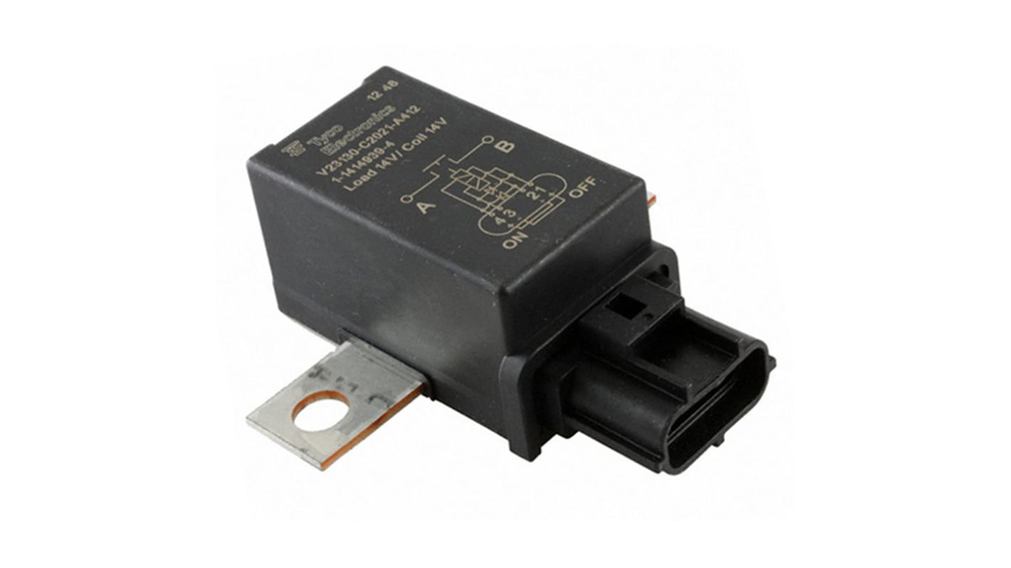 Relé para automoción TE Connectivity BDS-A, SPST, bobina 12V dc, conmutación 260A, montaje por reborde